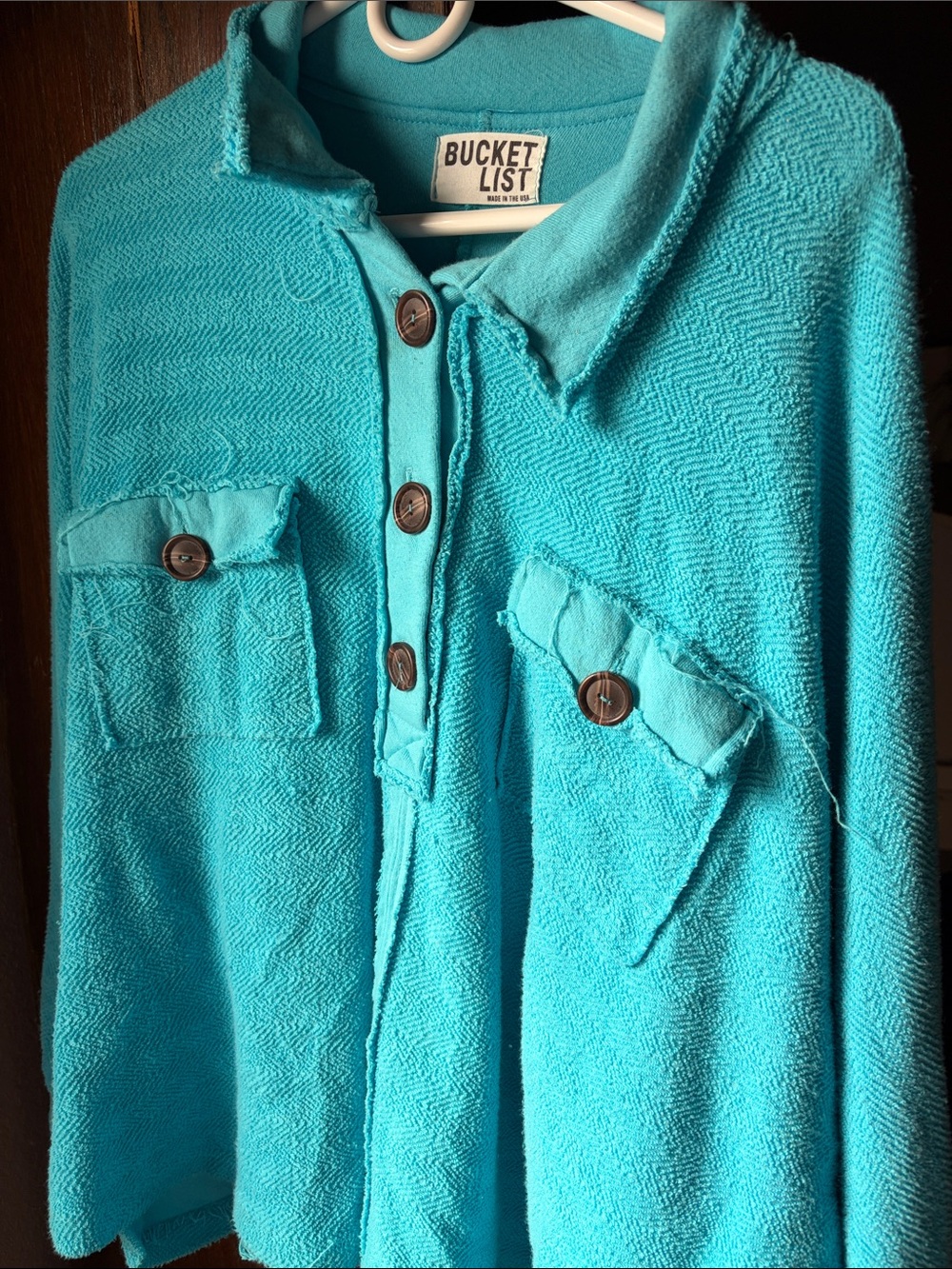 BUCKETLIST Women's Turquoise Button-Front Knit Pullover Cardigan